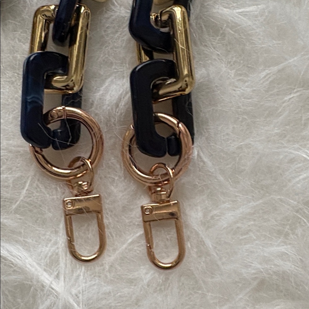 New Navy and Gold Acrylic Crossbody Chunky Chain Bag Strap Replacement - Picture 6 of 6